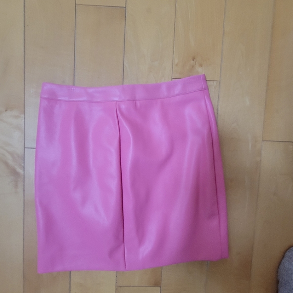 MESHKI Pink Faux Leather Mini Skirt High Waisted Size S - Picture 2 of 4